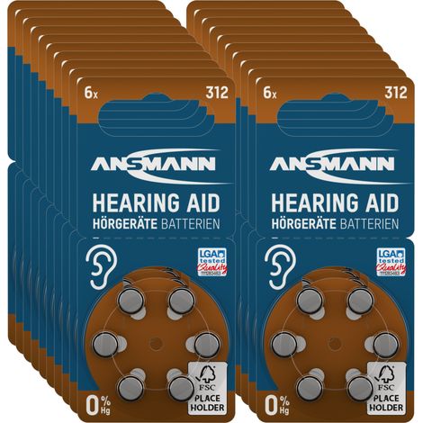Ansmann – Piles auditives zinc-air 312 1,4V – Lot de 10 – Longue durée de vie – Performance fiable pour appareils auditifs numériques
