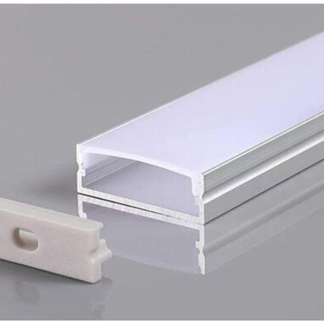 Profilé Aluminium Large 2m avec Cache Opaque Blanc - SILAMP