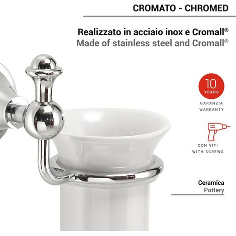 Sapho Gedi Nevis - Soporte para cepillo y pasta de dientes, cerámica/cromo NV1013