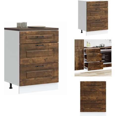Küchenunterschrank Kalmar Räuchereiche Holzwerkstoff - Küchenunterschrank - Küchenunterschränke - Spülenunterschrank - Unterschrank Für Küche (1/5)