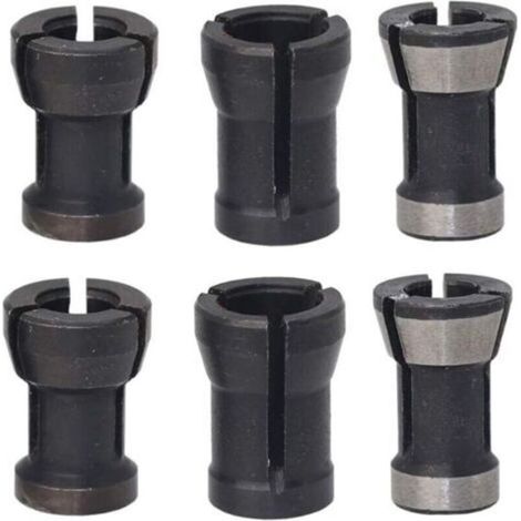 6 Pièces Tête de Mandrin HSS Pince de Serrage Defonceuse Tête Adaptateur Convertisseur pour Perceuses Machine de Gravure pour Rogneuse Menuiserie électrique Pince de Routeur Titulaire(6/6.35/8mm)