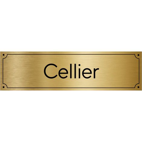 Plaque de porte gravée pour Cellier en pvc aspect argent brossé ou or brossé .- Or brossé - (1/5)
