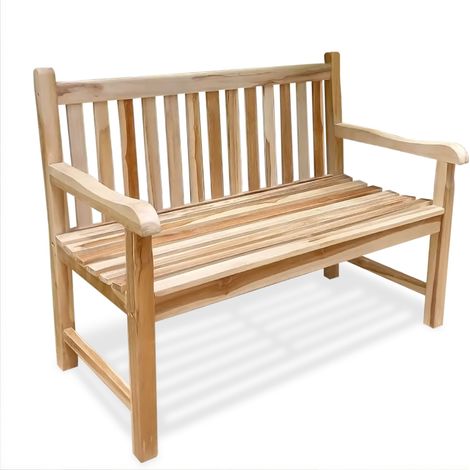 2-Sitzer Teak Gartenbank mit Armlehnen Belastbarkeit 250 kg - 120 cm - Holz Sitzbank für 2 Personen - Massivholz Parkbank Holzbank für Terrasse Garten