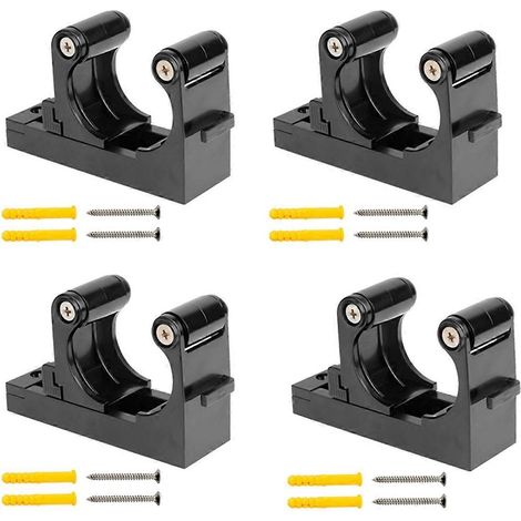 Lot de 4 supports muraux pour vélo, crochets de stationnement, porte-vélos de route, fixation murale verticale noire. (1/5)