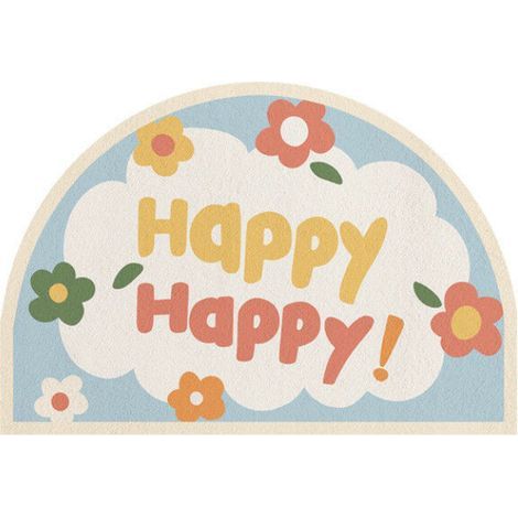 Alfombra de dormitorio con estampado de dibujos animados, felpudo semicircular, absorbente y antideslizante, alfombra floral (Estilo 2) (1/3)