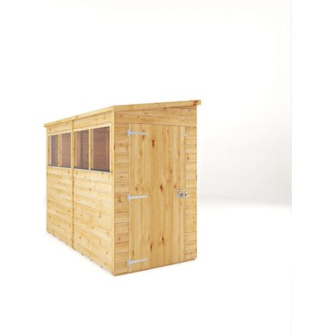 8 x 4 Feet Woodsman Shiplap Pent - Glass/Wood - L255 x W127.8 x H204.9 cm