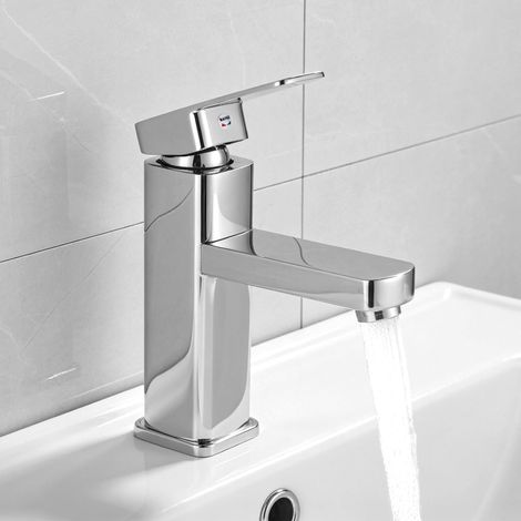 Robinet de salle de bain - Mitigeur de lavabo - Mitigeur d'eau chaude et froide - Mitigeur monocommande - Argent mat - Pour évier de salle de bain - Acier inoxydable et laiton (1/5)