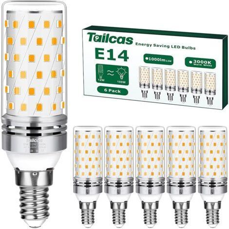 RHG 6er-Pack E14 LED-Lampen, Warmweiß, 12 W (entspricht 100 W Halogenlampe), Edison-Schraubsockel, E14, 3000 K, 1000 lm, nicht dimmbar, flimmerfrei, 220–240 V Wechselstrom, für Kronleuchter und Nachtt (1/5)