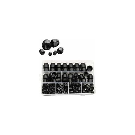 145 Pcs Plastique Boulons Capuchon,Cache Vis éCrou Boulon Ecrou Protection Hexagonal Noir Hexagonale Vis Protections M4 M5 M6 M8 M10 M12