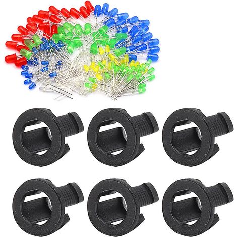 200 supports de LED, accessoires pour composants électroniques, diodes, fixation en plastique noir 5 mm (1/3)