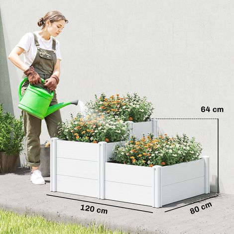 Potager surélevé empilable à 3 niveaux avec fond ouvert, kit de jardinage modulaire pour herbes aromatiques à monter soi-même (plastique) (1/5)