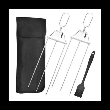 2 Brochettes à 3 Broches, Acier Inoxydable 430, 15 Pouces, pour Viande Légumes Fruits, Barbecue Extérieur (1/5)
