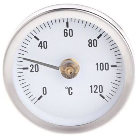 NALOOKAMIC Thermomètre bimétallique à cadran de 63mm, en acier inoxydable, tuyau à ressort à Clip, jauge de test de température, 0-120 degrés
