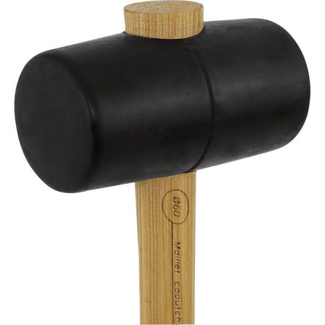 Maillet caoutchouc dur – Tête 85 Shore A – Manche frêne PEFC – Emmanchement conique – MOB