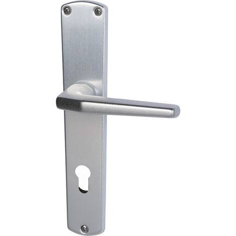 Poignée de porte longue - Pour porte d'entrée d'appartement - En aluminium anodisé - 72 mm - Argenté