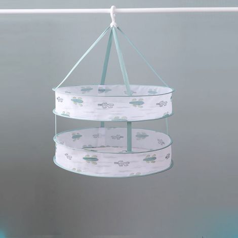 Étendoir À Linge Pliable Double Couche Design Cactus 61cm Avec Crochet Rotation 360 Pour Intérieur (1/5)
