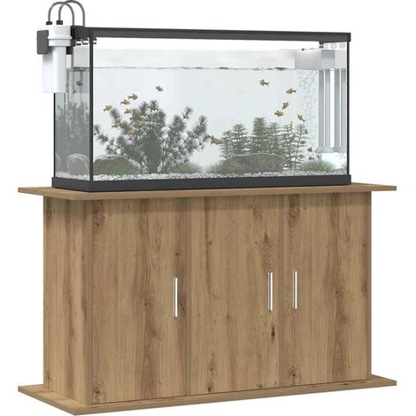 Meuble support d’aquarium avec rangement en bois d’ingénierie, chêne artisanal, 101 x 41 x 58 cm - PANGIVO (1/5)