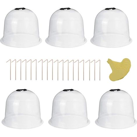 Lot de 6 cloches réutilisables en plastique en forme de dôme de protection pour le sol de jardin froid/chaud et les plantes de culture, transparent (1/5)