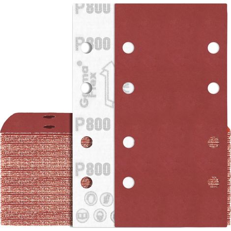 80 Feuilles Abrasif 93x185mm Grain 800 Papier de Verre 8 Trous Rectangulaire pour Ponceuse (1/5)