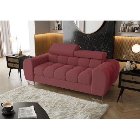 Sofa Designersofa BASTIEN 2-Sitzer in Stoff Gemma Rot