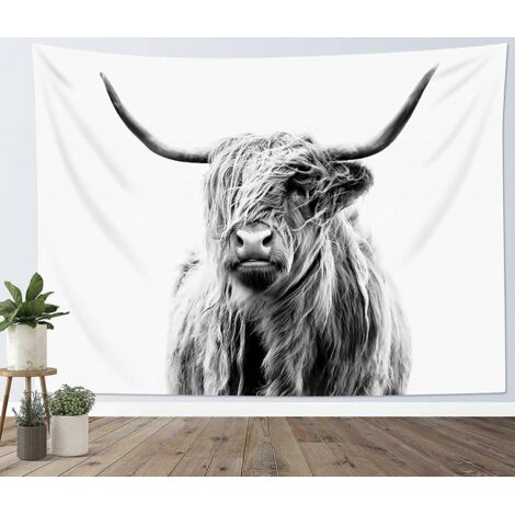 Tapisserie murale à suspendre en forme de vache des Highlands - Décoration murale rustique - Pour salon, chambre à coucher - Par rapport aux autres produits de décoration murale (1/4)