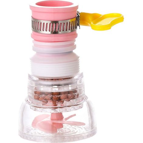Wassersparender Teleskopauslaufhahn mit Filter, Spritzschutz, Küchenwasserfilter mit Befestigungssystem, rosa Farbe.