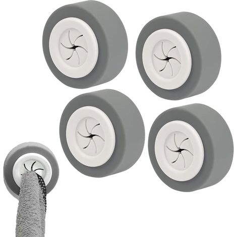 Sollbry 4Pcs Porte Torchon Crochet Adhésif Ronde Support de Pince, ABS Accroche Serviette Adhésif Aalle de Bain, Sans Perçage Crochet Torchon Cuisine et Maison (1/5)