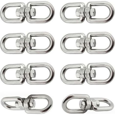 Lot de 6 Crochets Pivotants M6 en Acier Inoxydable 304, Anneaux Rotatifs Double Filetage pour Balançoire, Chaise Suspendue, Sac de Frappe, Chaîne et Corde (1/5)