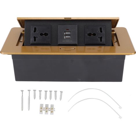 Bloc multiprise 250V avec double port USB, prise multiple pour bureau et maison, boîtier de connexion hub (1/5)