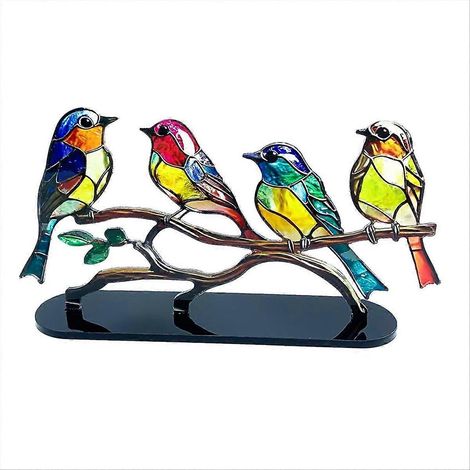 Oiseaux teintés sur une branche - Décoration de bureau, art de table, décoration intérieure (1/5)
