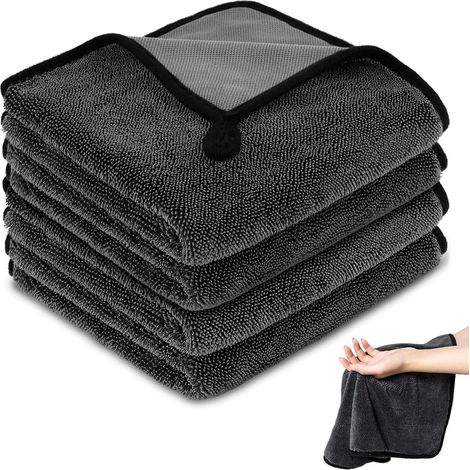 4 Pièces Chiffon Microfibre, 30x30 cm, Double Face, Absorption Rapide, Pour Voiture Maison Cuisine Salle de Bain