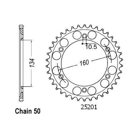 Couronne Vtr 1000 Sp-1 2000-2001 - 530 - 40 Dents - Similaire JTR1306