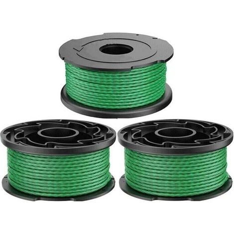Trimmerfadenspule für Black & Decker A6486 GL7033 GL8033 GL9035 Akku-Freischneider, 2,0 mm, 6,1 m, Ersatz-Trimmerfadenspule für Black & Decker A6486 (3 Stück)