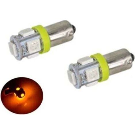 (Jaune-orange)BA9S LED avec 5 puces SMD5050 paquet de 2 T4W forme gris argent jaune-orange paquet de 2 (1/4)