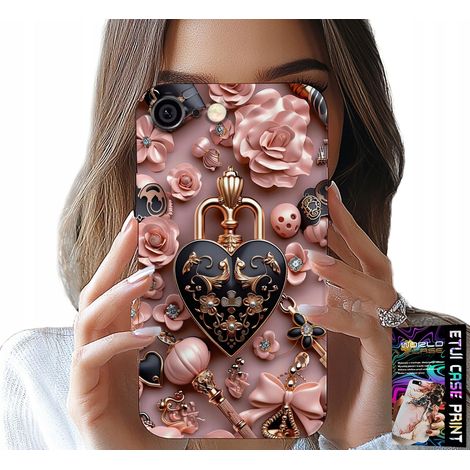Hülle für iPhone 6 / 6S – feminine Muster, Vorhängeschloss-Herz-Hülle + Glas (1/5)