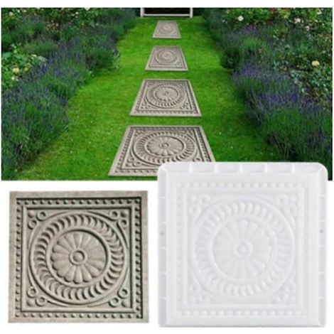 Moule à pavés carré floral vintage à faire soi-même, moule en béton pour jardin, dalles de jardin, pavés en ciment, brique, aménagement paysager pour chemin M (1/4)