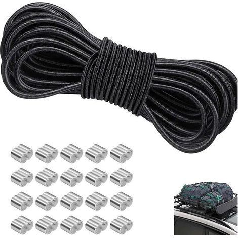 Corde Élastique Ronde 6mm x 10m, Cordon en Caoutchouc Noir Résistant pour Tente, Sac à Dos, Chapeau et Bricolage (1/5)