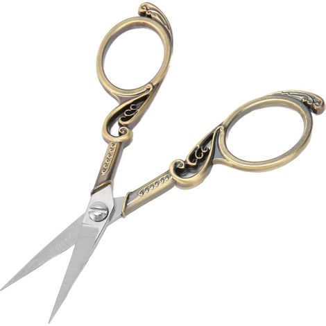 Vintage-Edelstahlschere, hochscharf, mühelos zu handhaben, vielseitig einsetzbar für Stickereien, Bastelarbeiten und DIY-Projekte, bronzefarben (1/5)