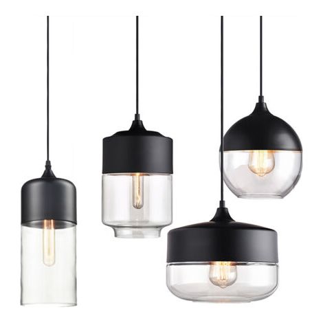 royaluxe- 4PCS Suspension Luminaire Moderne Plafonnier En Verre Lampe À Suspension Rétro Vintage Pour Salon, Loft, Cuisine (1/5)