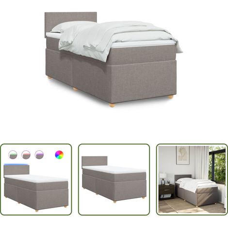 Matratze - Boxspringbett mit Matratze Taupe 90x200 cm Stoff (1/5)