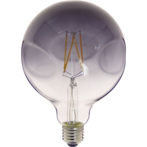 LED-Ampulle in unregelmäßiger Kugelform G125 mit rauchgrauem Glas, E27-Fassung, 6 W (entspricht 48 W), 600 lm, warmweißes Licht (2700 K)