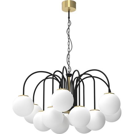 Lampadario Cambridge glamour oro/nero 12 sfere E14 Luminex