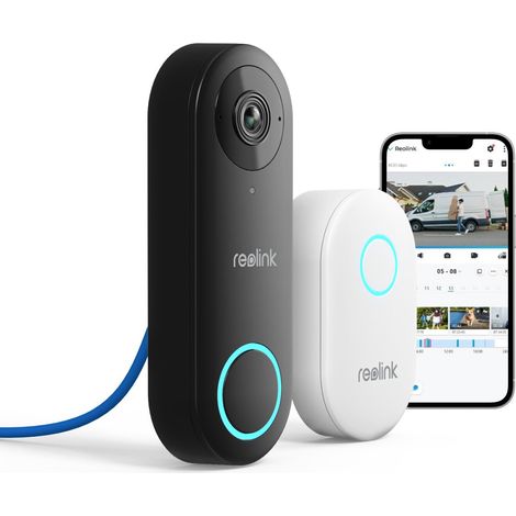 Reolink 2K+ 5MP Video kabelgebundene PoE Video-Türklingel mit Chime, Personenerkennung, Funktioniert mit Reolink NVRs