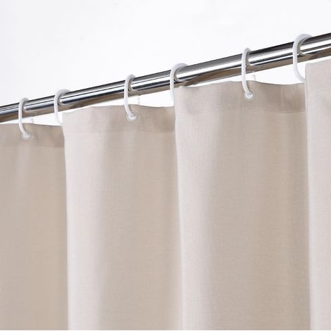 Lin comme Le Lin 240GSM Poids Lourd Rideau de Douche de Décrochage pour Salle de Bain avec Crochets Tissu D'hôtel Lavable,Beige 101 x 183 cm (1/5)