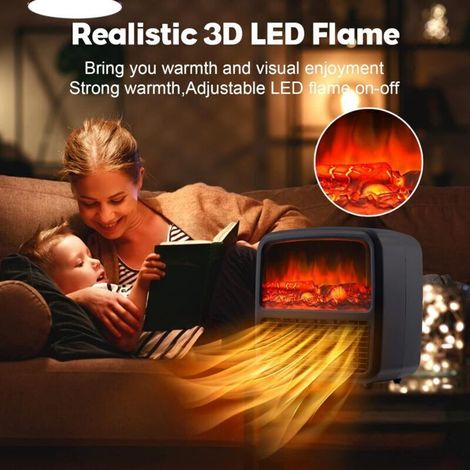 Radiateurs d'intérieur portables, de petite taille et à économie d'énergie en céramique avec flamme dynamique et chauffage rapide. (1/3)