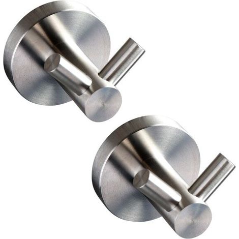 Special Towel Rack with Two Stainless Steel Hooks, Bathroom Hook Holder, Coat Hook for Towel (Stainless Steel) (1/5)