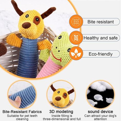 Lot de 2 jouets couineurs pour chien, jouets à mâcher interactifs pour petits moyens et grands chiens, amusement durable (1/5)
