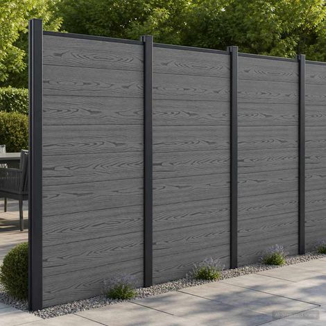 vidaXL Panneau de clôture WPC et Aluminium Gris