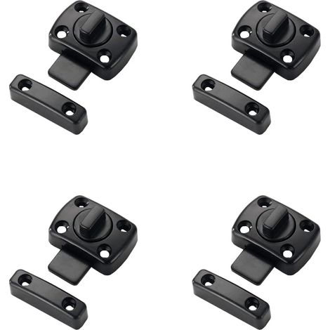 Verrou Loquet pour Porte 42x31mm et Fenêtre Moraillon en Alliage de Zinc Coulissante Serrure pour Porte et Fenêtre Placard Noir Mat 4 Pièces (1/5)