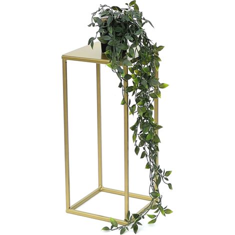 DanDiBo Blumenhocker Metall Gold Eckig S 42 cm Blumenständer Beistelltisch 96406 Blumensäule Modern Pflanzenständer Pflanzenhocker (1/5)